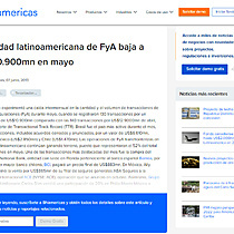 Actividad latinoamericana de FyA baja a US$10.900mn en mayo